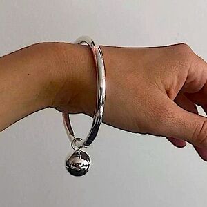 STERLING SILVER CHARM BALL BANGLE BRACELET